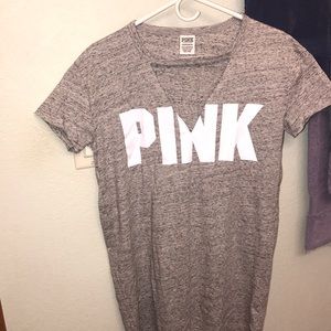 Pink t shirt with Full collar but has v neck